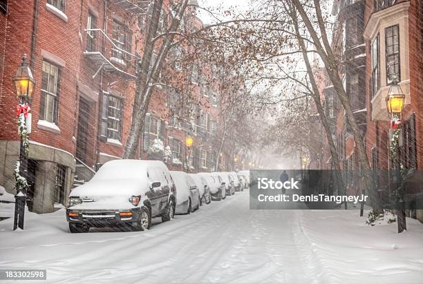 Winter In Boston Stock Photo - Download Image Now - Blizzard, Downtown District, Architecture