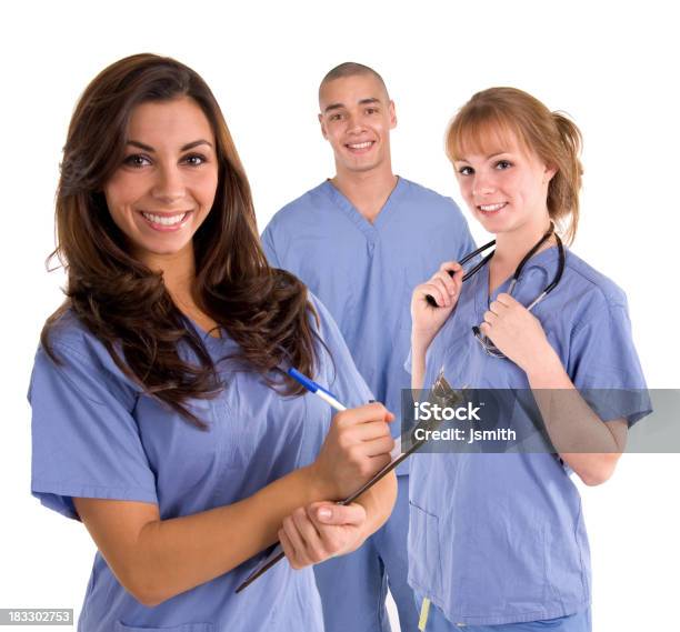 Equipa Médica 4 - Fotografias de stock e mais imagens de Fundo Branco - Fundo Branco, Enfermeiro, Profissional de enfermagem