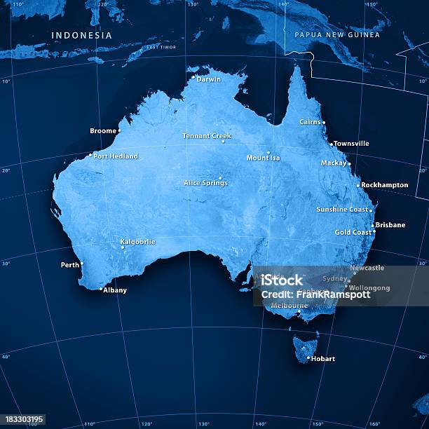 Ciudades Topographic Mapa De Australia Foto de stock y más banco de imágenes de Mapa - Mapa, Australia, Brisbane