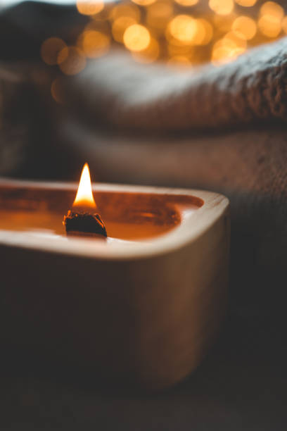 istock Candle in tree, stylish home interior, winter mood 1833035813