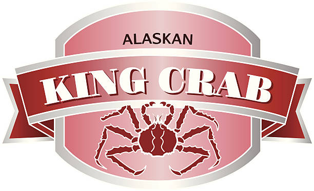 ilustraciones, imágenes clip art, dibujos animados e iconos de stock de cangrejo rey o adhesivo de la etiqueta - alaskan king crab