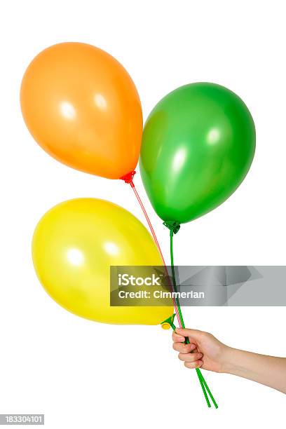 Balony W Rękę - zdjęcia stockowe i więcej obrazów Balon - Balon, Trzy obiekty, Białe tło