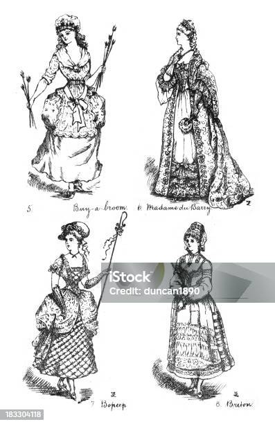 Victorian Fancy Dress Kostüme Stock Vektor Art und mehr Bilder von Bretagne - Bretagne, Frauen, 17. Jahrhundert