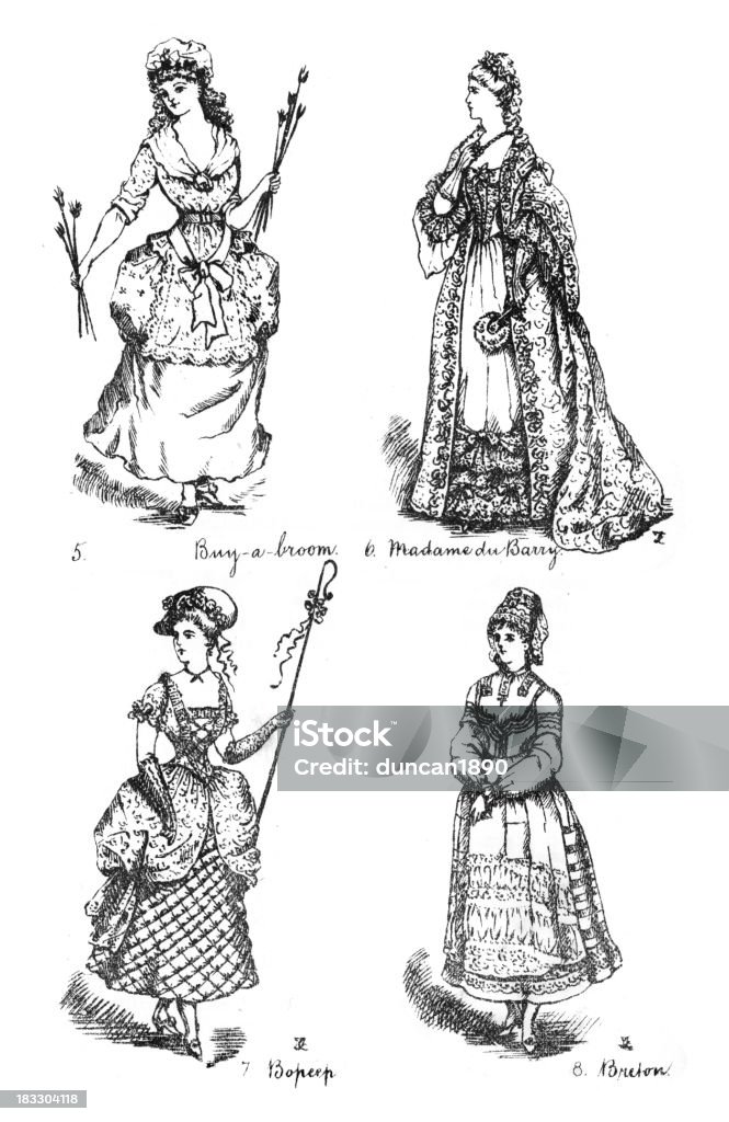 Fancy Платье Victorian костюмов - Стоковые иллюстрации Бретань роялт�и-фри