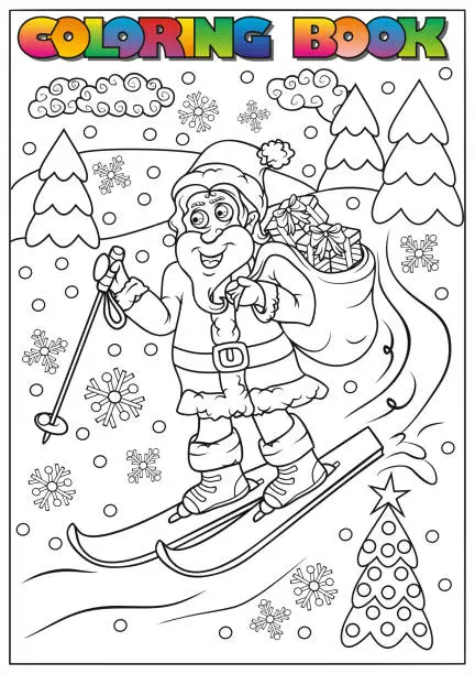 Vector illustration of children winter coloring book (winter, Christmas,theme)