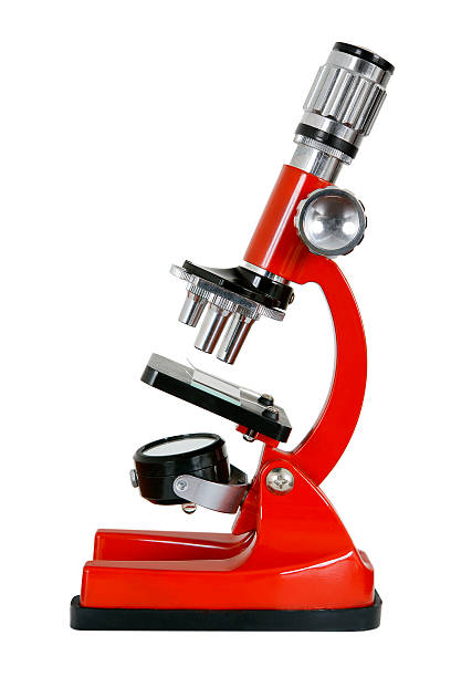 Microscope on white stock photo