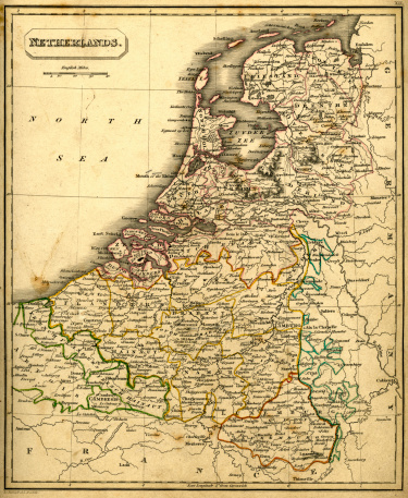 Vintage map of  the Netherlands fron 1837