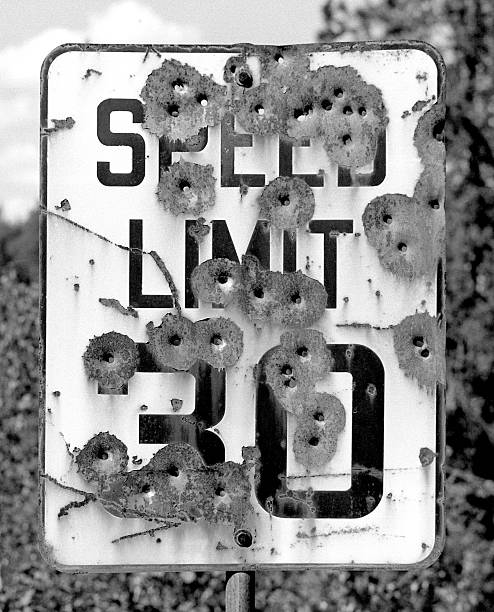 istock Speed Limit Sign With Bullet Holes 183305026
