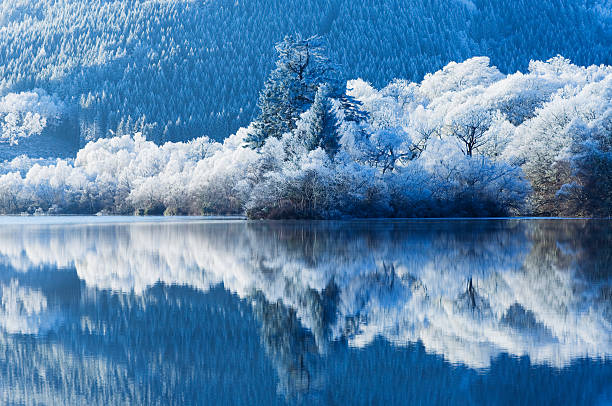 reflexos de inverno - winter lake snow water - fotografias e filmes do acervo