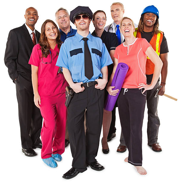 istock Happy Group of People With Different Jobs, Isolated on White 183305844