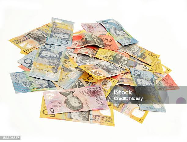 Pilhas De Dólares Australiana - Fotografias de stock e mais imagens de Empilhar - Empilhar, Nota de Dólar dos Estados Unidos, Pilha - Arranjo