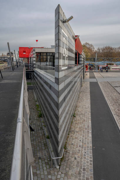 Paris, France - 11 26 2023: La Villette Park. Modern Building facade along the Canal de L'Ourcq