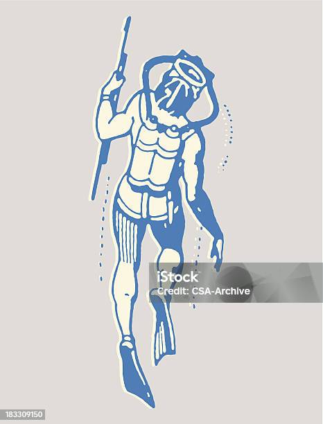 Ilustración de Buceador Buceo y más Vectores Libres de Derechos de Anticuado - Anticuado, Buceo con equipo, Máscara de submarinismo