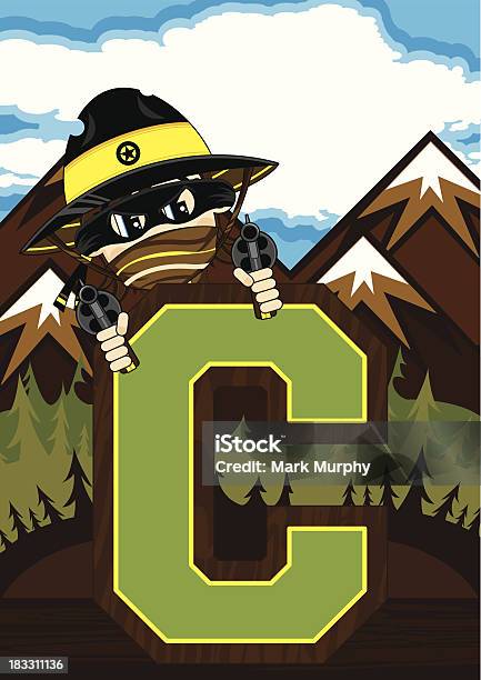 Cute Cowboy Sheriff Letter C Stock Illustration - Download Image Now - Aiming, Alphabet, Badge