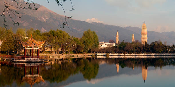 istock Three Pagodas and Pavilion Reflection at Morning 183311164