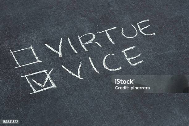 Virtue Or Vice Checkbox Stock Photo - Download Image Now - Asking, Chalk - Art Equipment, Chalkboard - Visual Aid