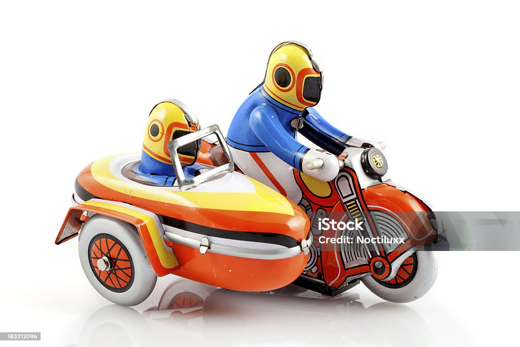 Toy sidecar motorbike with driver and passenger Toy sidecar motorbike Sidecar Stock Photo