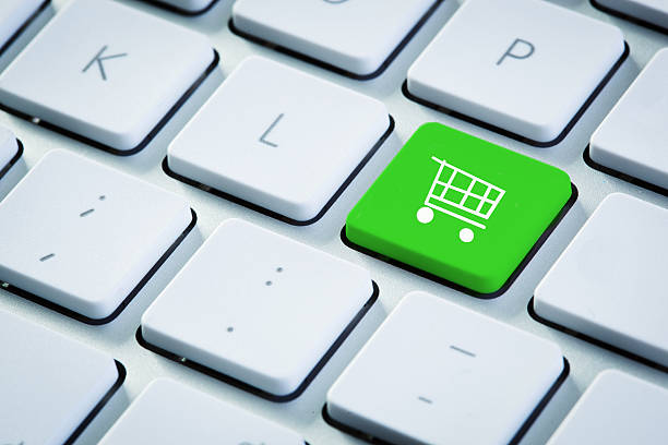istock Green Shopping cart button 183313467