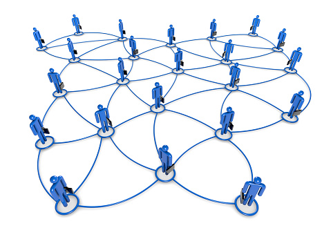 Three-dimensional illustration of a Business Network on White background with Clipping Path