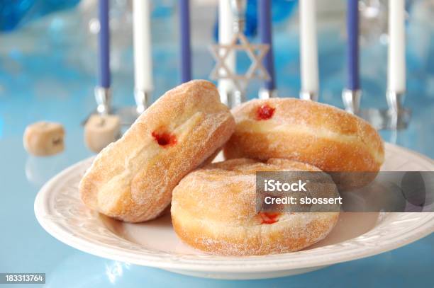 Sufganiyot For Hanukkah Stock Photo - Download Image Now - Hanukkah, Sufganiyah, Jelly Doughnut