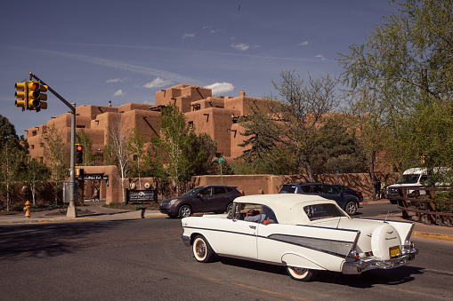 Albuquerque, New Mexico, USA - 04/22/2011: Albuquerque street scene with vintage car