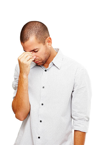 istock Tensed young man isolated over white background 183314942