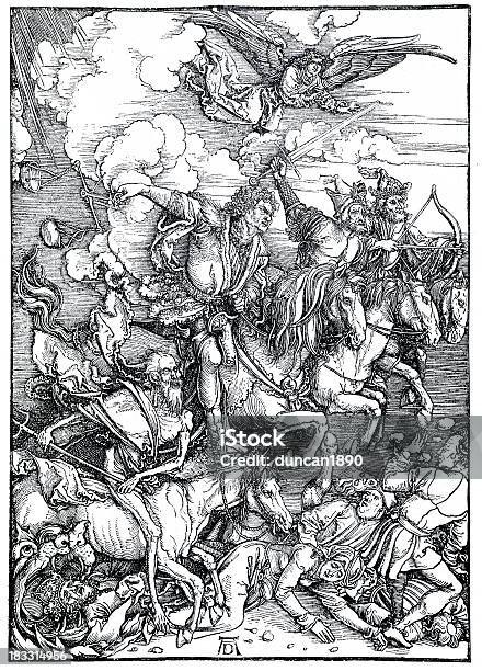 Four Riders Of The Apocalypse Stock Illustration - Download Image Now - Four Horsemen of the Apocalypse, Medieval, Book Of Revelation