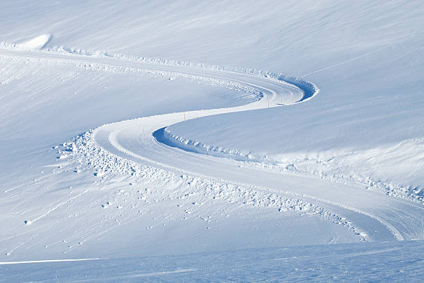 istock Snowy mountains. Track cross country. 183315152