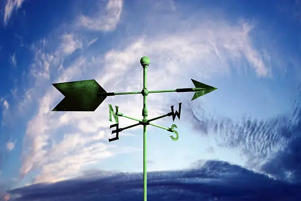 green copper wind vane at sunset (XL)