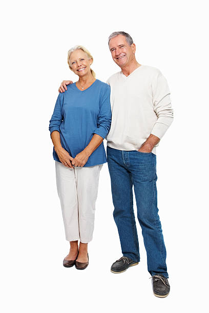 istock Full length of a happy elderly couple standing on white 183315464