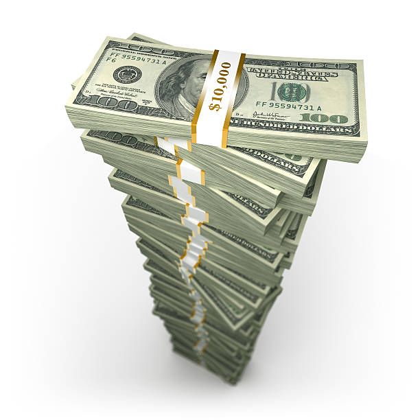 Huge stack of $100 Dollar bills, isolated with clipping path "Huge tack of $100 Dollar bills, isolated on white with clipping path" huge pile of money stock pictures, royalty-free photos & images