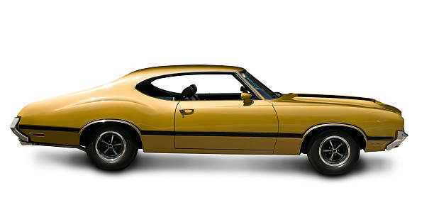 Gold Oldsmobile 442 Muscle Car - Side View