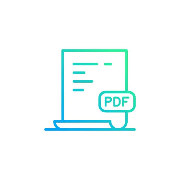 Vector illustration of Adobe Acrobat PDF File Gradient Line Icon. The Icon is suitable for web design, mobile apps, UI, UX, and GUI design.