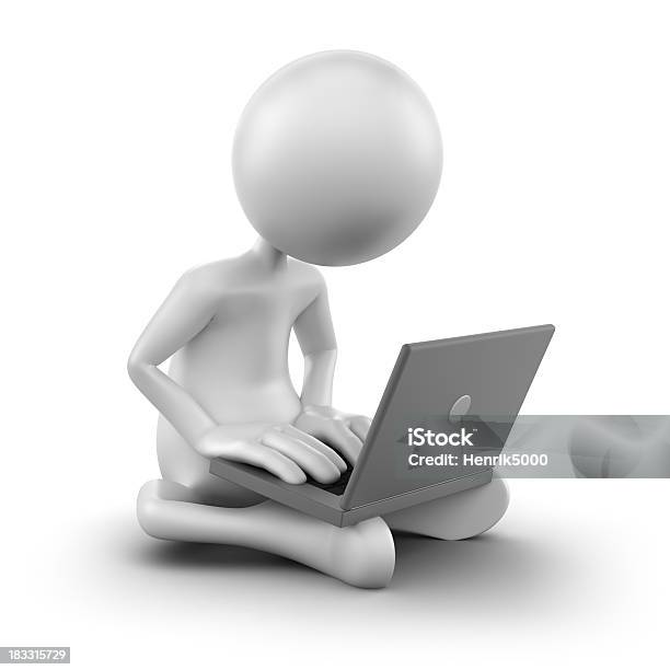 Realastic Man Using Computer 3d Man Using Computer Isolated With Clipping Path Stock Photo ...