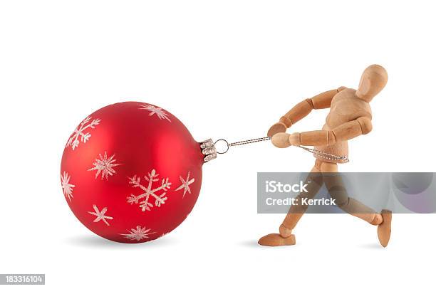 Schwere Weihnachten Jobhölzerne Kleiderpuppe Bei Der Arbeit Stockfoto und mehr Bilder von Einkaufen