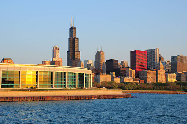 Chicago downtown skyline at sunrise