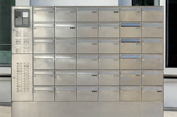 istock Large group of metal mail boxes and name plates 183316748