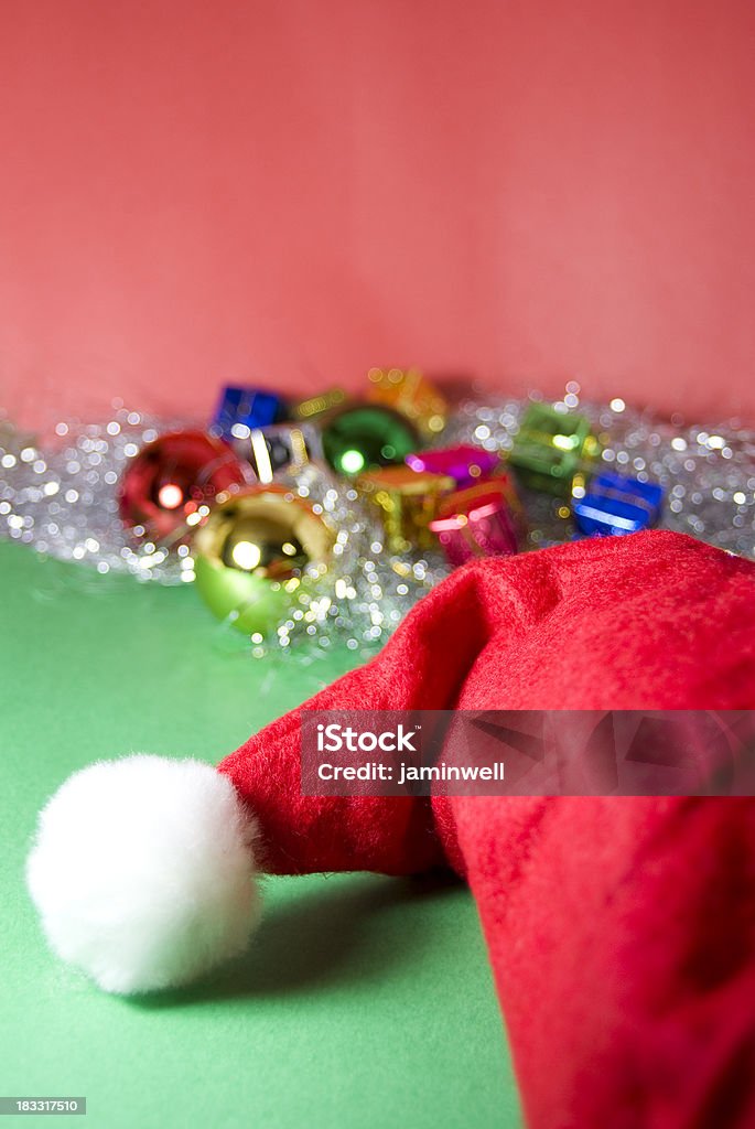 Santa Claus hat and christmas decorations Celebration Event Stock Photo