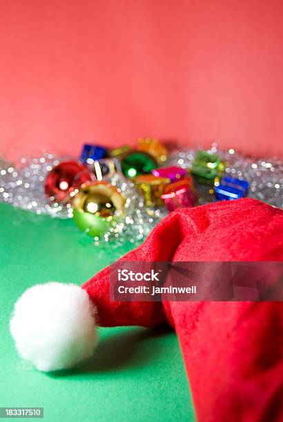 Santa Claus Hat And Christmas Decorations Stock Photo - Download Image Now - Celebration Event, Christmas, Christmas Decoration