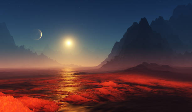 istock The exoplanet in evolution. Volcanic activity on the surface of young extrasolar planet 1833176208