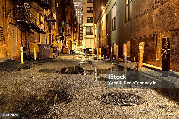 Dark Urban Road Stock Photo - Download Image Now - Alley, City, Dark