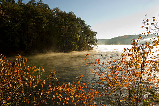 istock Mist Over a Mountain Lake in the Fall, Autumn 183318129