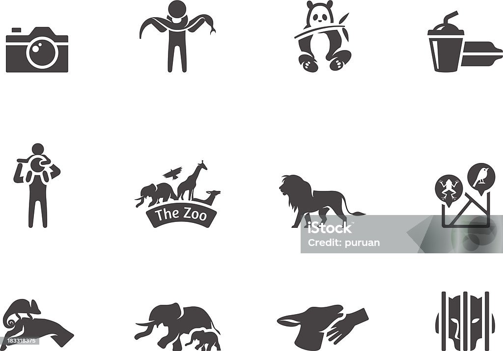 BW icônes-Zoo - clipart vectoriel de Cage libre de droits