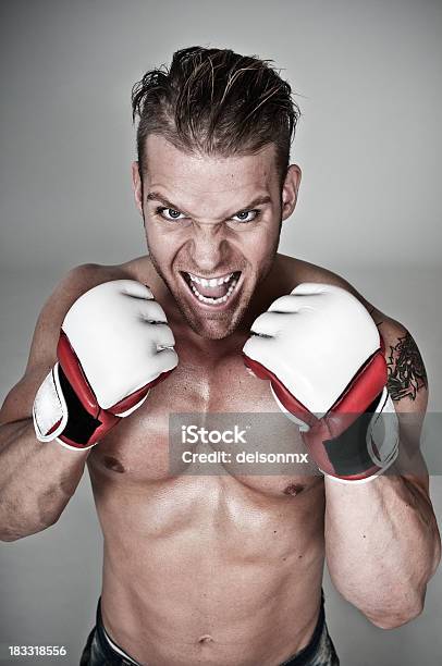 Aggressive Fighter Stock Photo - Download Image Now - Anger, Displeased, Sweat