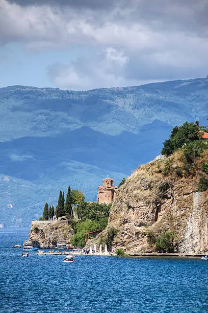The historic church of St. John at Kaneo overlooking Lake Ohrid in Macedonia.