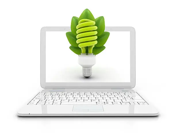 Photo of Laptop - Light Bulbs with leaves