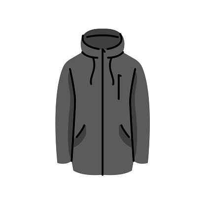 Winter jacket  flat element. Winter clothes. Vector isolated sign. Digital illustration for web page, mobile app, promo.