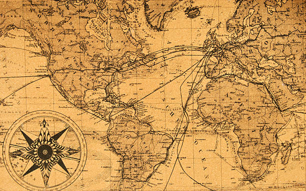 antiguo mapa del mundo - century fotografías e imágenes de stock