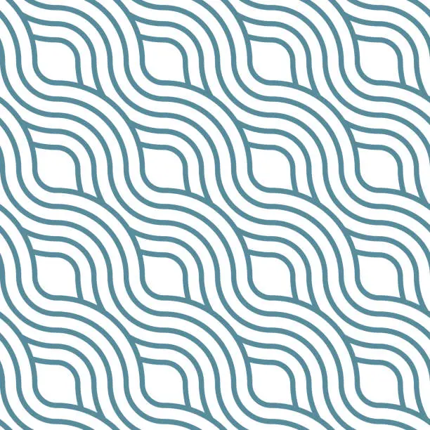Vector illustration of Blue wavy geometric abstract vector seamless pattern