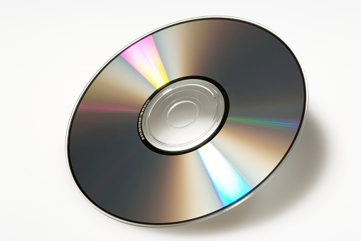 CD disk close up isolated on a white background